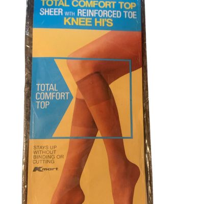 Kmart Nude/Suntone Sheer Reinforced Toe Knee High Size 9-11 Stockings Vintage